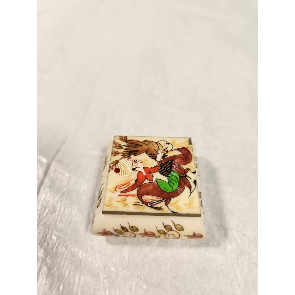 Miniature Turkish trinket box hand painted Ornate tiny